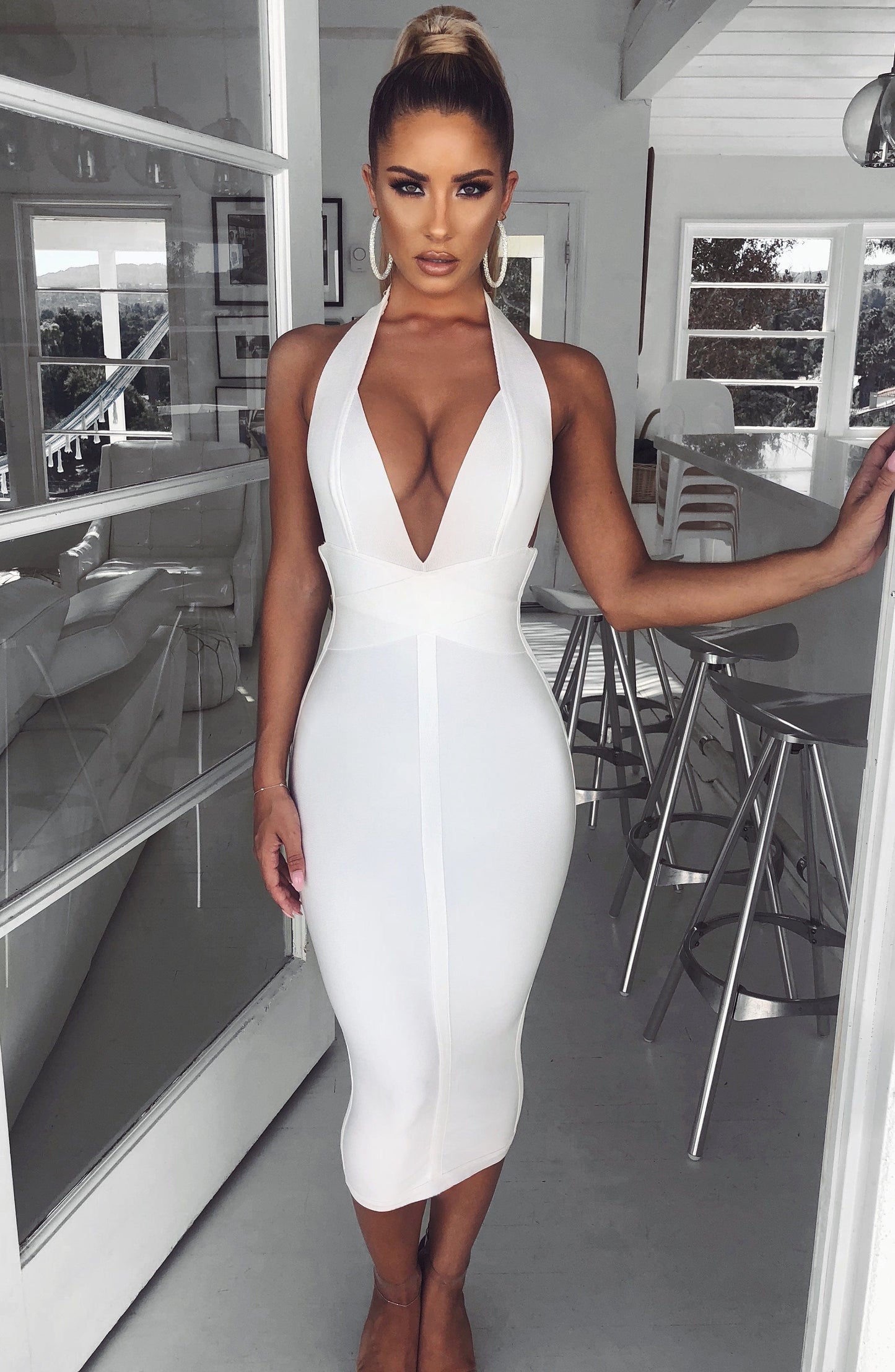 Annika Midi Bandage Dress - White