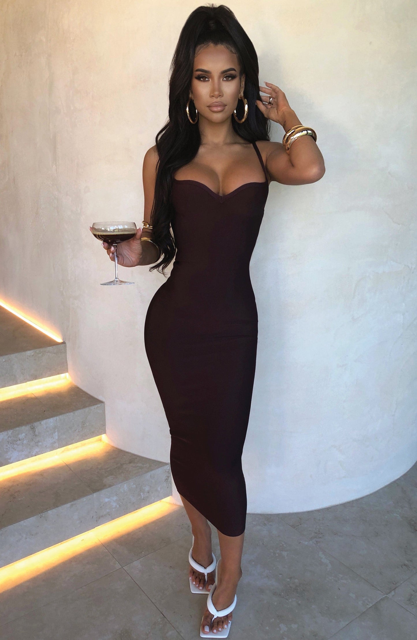 Mayra Bandage Maxi Dress - Chocolate