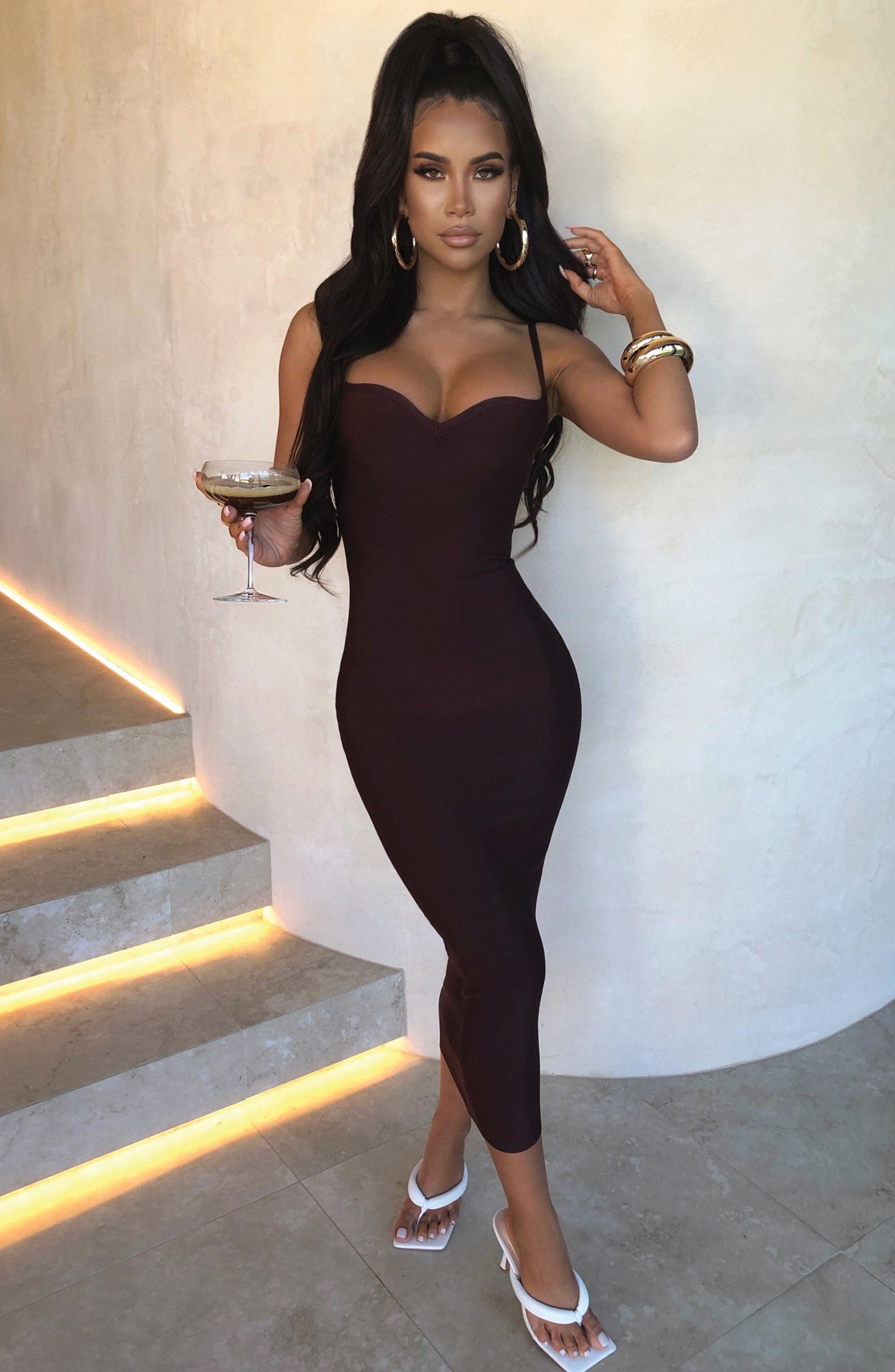 Mayra Bandage Maxi Dress - Chocolate