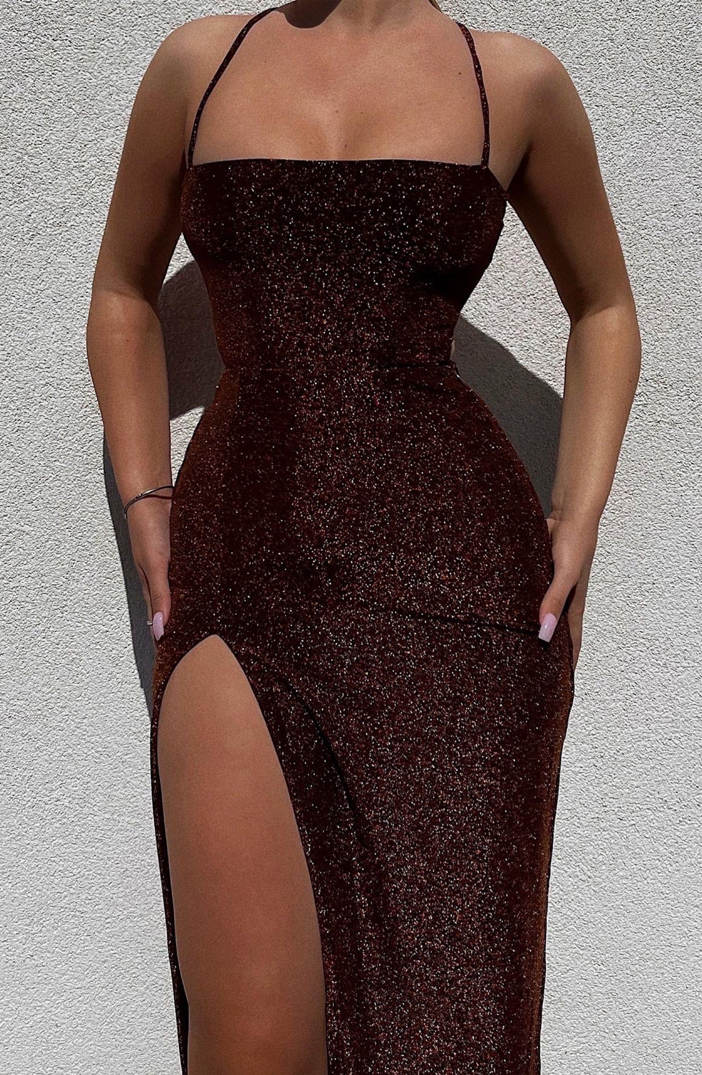 Miley Maxi Dress - Bronze Sparkle