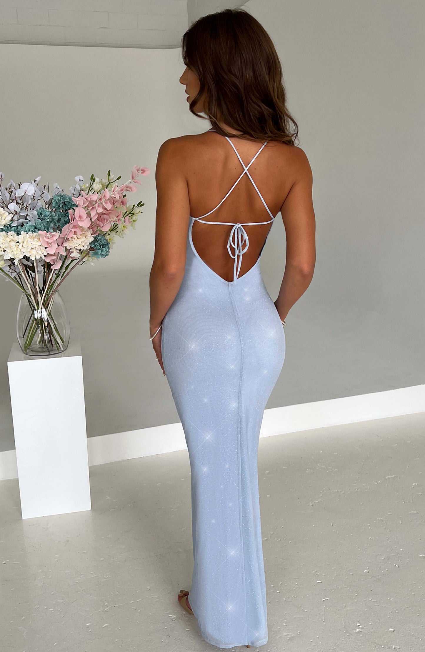 Nessa Maxi Dress - Baby Blue Sparkle